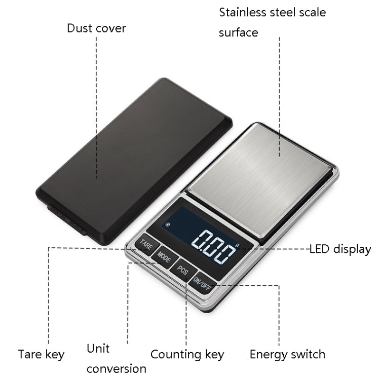 Kitchen Stainless Steel Mini Portable Scale High Precision Jewelry Scale Electronic Scale, Specification: 100g/0.01g