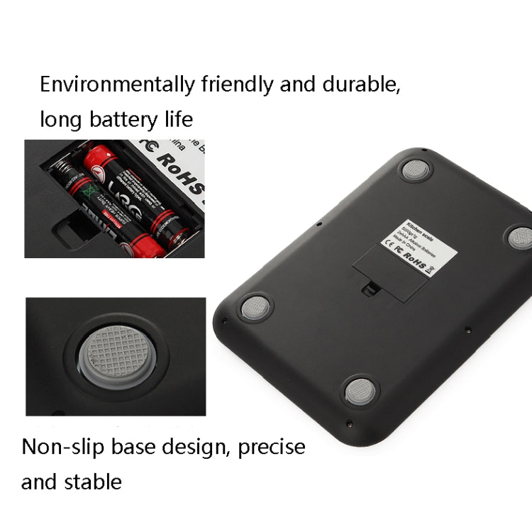 Small Kitchen Food Scale Stainless Steel Electronic Kitchen Scale 5kg/1g (Battery English Version Black)