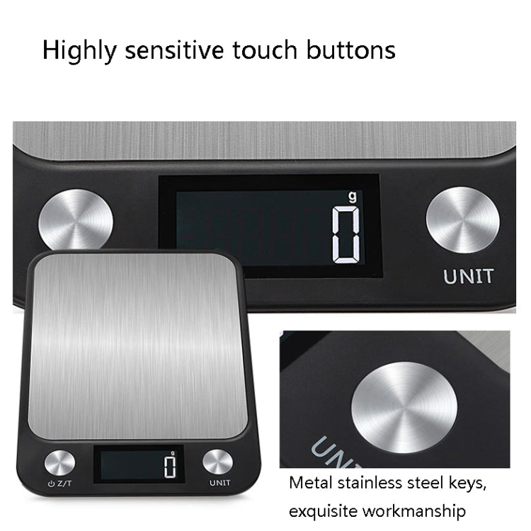 Small Kitchen Food Scale Stainless Steel Electronic Kitchen Scale 10kg/1g (Battery English Version Black)