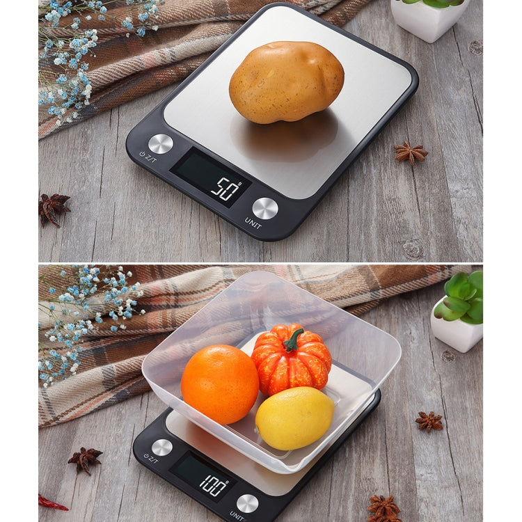Small Kitchen Food Scale Stainless Steel Electronic Kitchen Scale 10kg/1g (Battery English Version Black)