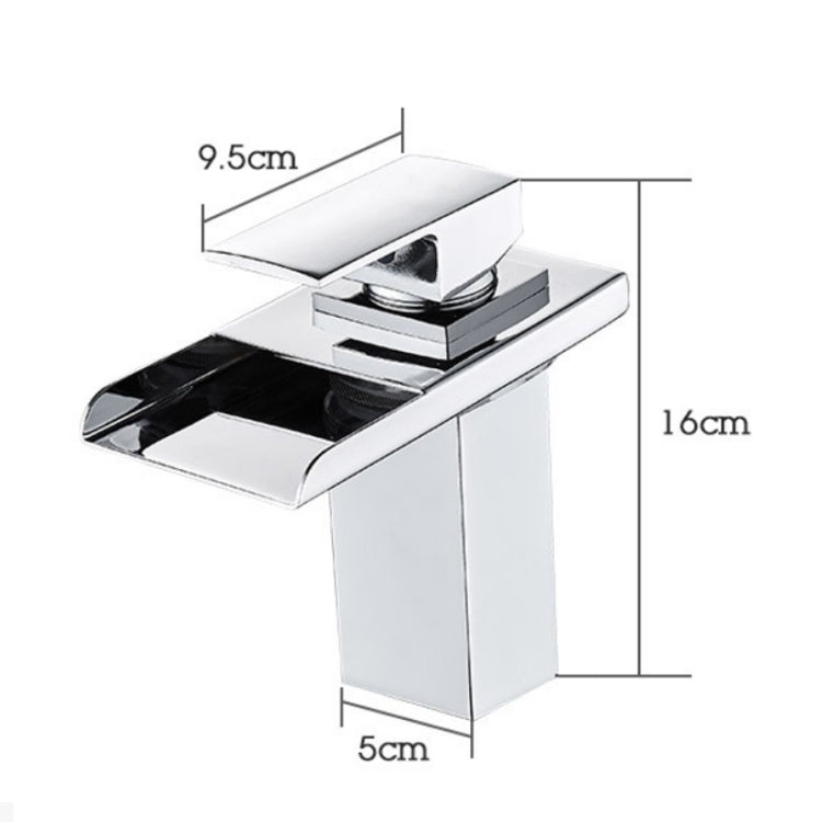 LED Three Lights Hot Cold Water Faucet Bathroom Waterfall Faucet CN Plug(Black)