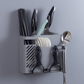 Chopsticks Basket Rack Wall-Mounted Chopstick Cage Household Multifunctional Spoon Knife Holder Integrated CStorage Box(Gray)