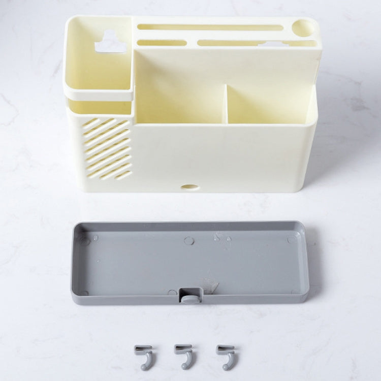 Chopsticks Basket Rack Wall-Mounted Chopstick Cage Household Multifunctional Spoon Knife Holder Integrated CStorage Box(Gray)