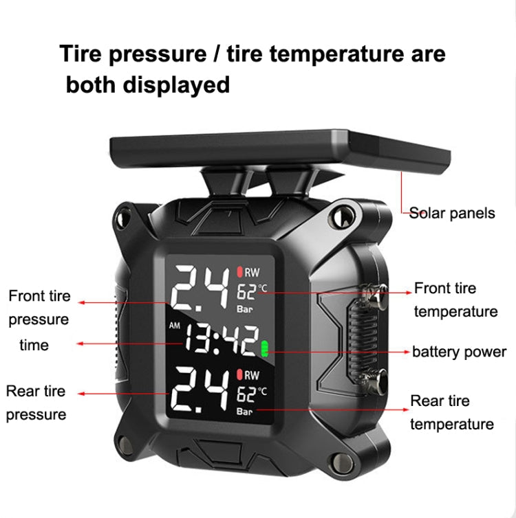 M9 Motorcycle Tire Pressure Monitor Solar Wireless External High-Precision Monitoring Waterproof Detector