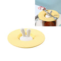 Food Grade Bunny Ears Shape Silicone Cup Lid Sealing Lid Cartoon Mug Dustproof Leak-Proof Lid(Yellow)