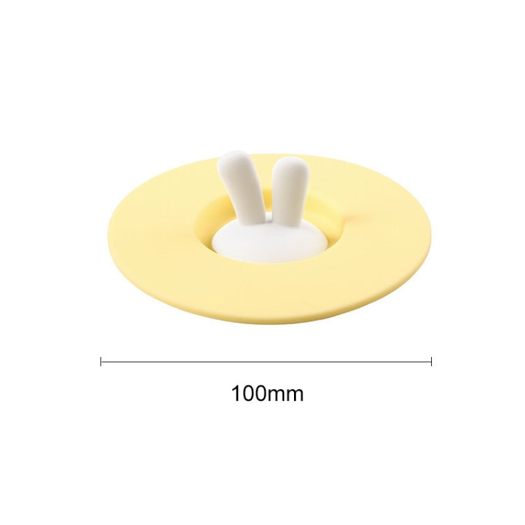Food Grade Bunny Ears Shape Silicone Cup Lid Sealing Lid Cartoon Mug Dustproof Leak-Proof Lid(Yellow)