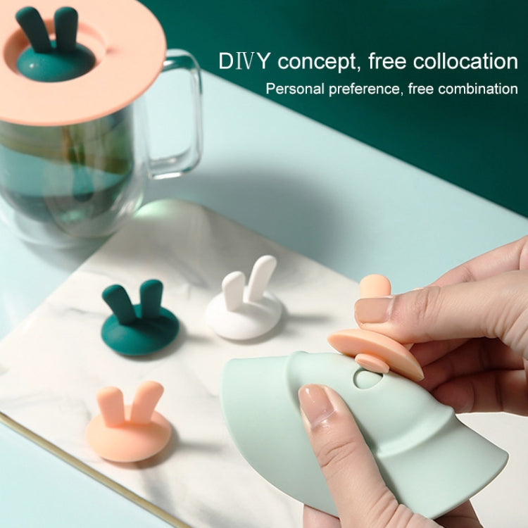 Food Grade Bunny Ears Shape Silicone Cup Lid Sealing Lid Cartoon Mug Dustproof Leak-Proof Lid(Yellow)
