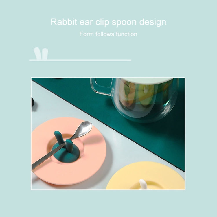 Food Grade Bunny Ears Shape Silicone Cup Lid Sealing Lid Cartoon Mug Dustproof Leak-Proof Lid(Yellow)