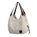 Canvas Bag Simple Wild Lady Retro Art Casual Bag Single Shoulder Bag(Beige)