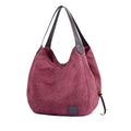 Canvas Bag Simple Wild Lady Retro Art Casual Bag Single Shoulder Bag(Purple Coffee)