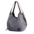 Canvas Bag Simple Wild Lady Retro Art Casual Bag Single Shoulder Bag( Gray)
