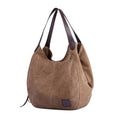 Canvas Bag Simple Wild Lady Retro Art Casual Bag Single Shoulder Bag(Coffee)