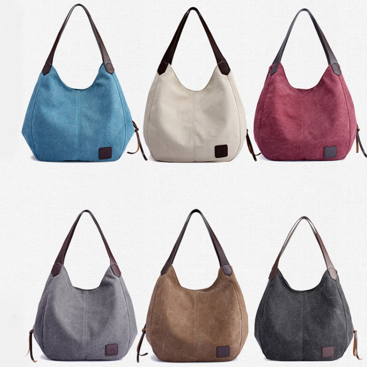 Canvas Bag Simple Wild Lady Retro Art Casual Bag Single Shoulder Bag(Purple Coffee)