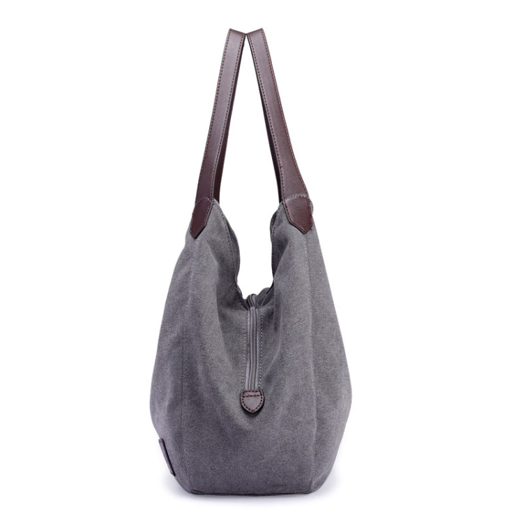 Canvas Bag Simple Wild Lady Retro Art Casual Bag Single Shoulder Bag(Coffee)