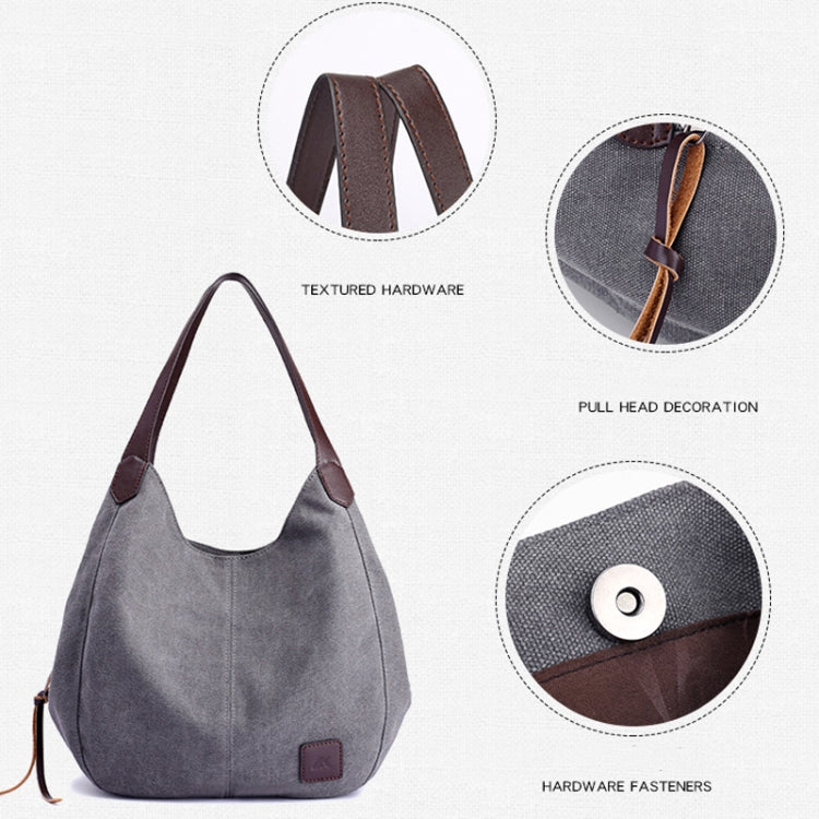 Canvas Bag Simple Wild Lady Retro Art Casual Bag Single Shoulder Bag(Purple Coffee)