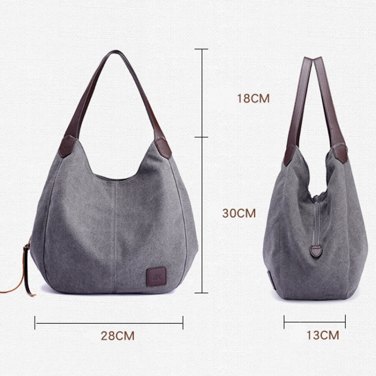 Canvas Bag Simple Wild Lady Retro Art Casual Bag Single Shoulder Bag(Purple Coffee)
