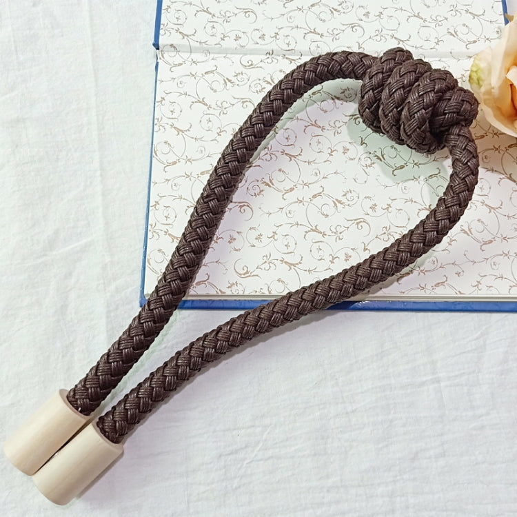 A016 Curtain Straps Free Perforation Free Installation Tassel Hanging Ball Magnet Curtain Buckle(Coffee)