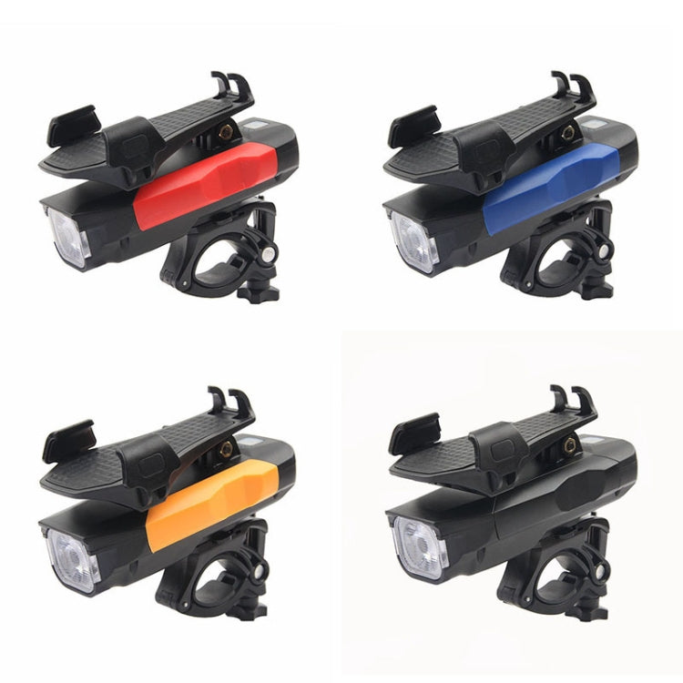 500LM Bicycle Light Mobile Phone Holder Multi-Function Riding Front Light With Horn 4000 mAh (Black)