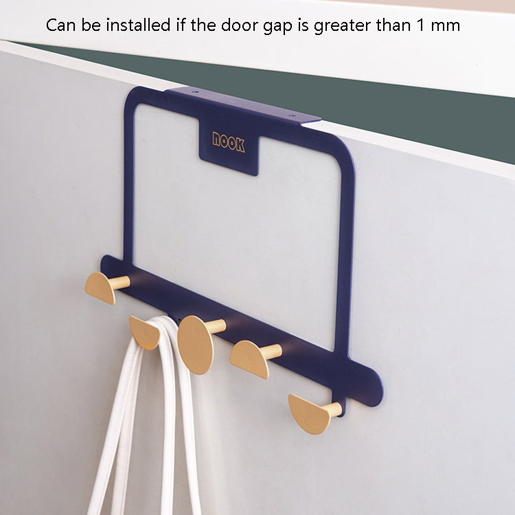 Iron Door Rear Hook Rack Hanger Hook Creative Bathroom Kitchen Hook(Blue)