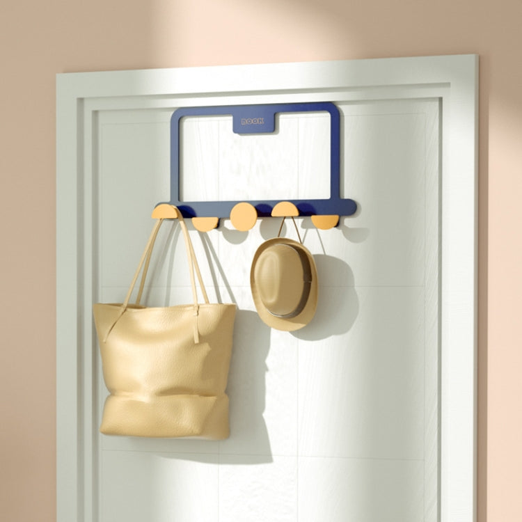 Iron Door Rear Hook Rack Hanger Hook Creative Bathroom Kitchen Hook(Blue)