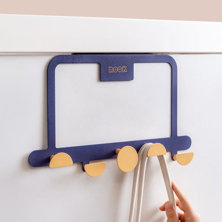 Iron Door Rear Hook Rack Hanger Hook Creative Bathroom Kitchen Hook(Black)