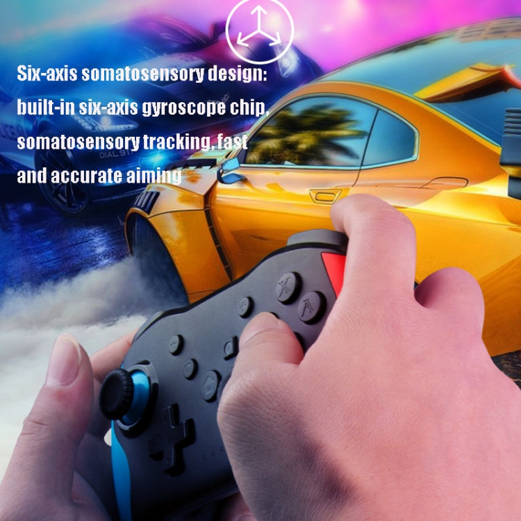NS009 6-Axis Vibration Burst Wireless Bluetooth Gamepad For Switch Pro(Black Blue Red)