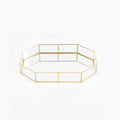 Glass Storage Tray Golden Retro Polygon Mirror Tray Brass Desktop Cosmetics Storage Tray Polygon Small