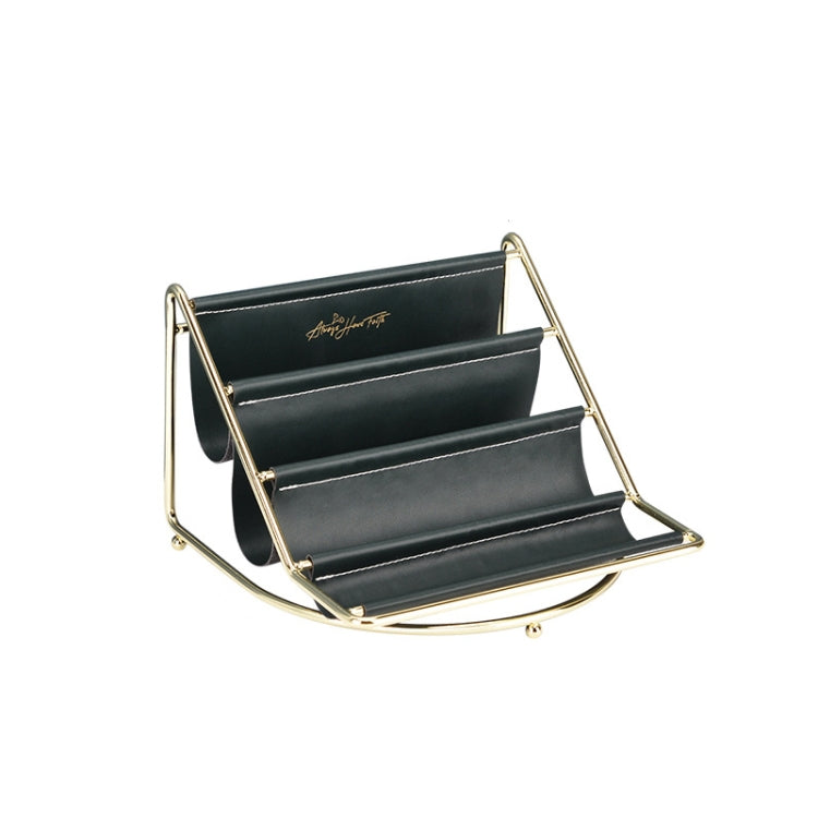 Desktop Racks Multi-Layer Wrought Iron Leather Storage Tray Keys Sundries Tablet Computers Watches Organize Creative Ornaments, Colour: Dark Green Small
