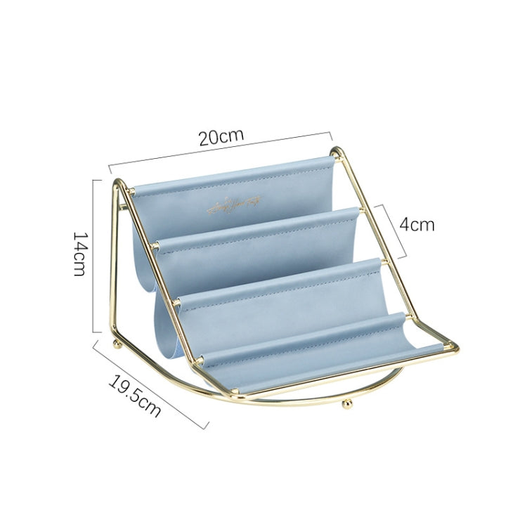 Desktop Racks Multi-Layer Wrought Iron Leather Storage Tray Keys Sundries Tablet Computers Watches Organize Creative Ornaments, Colour: Blue Small