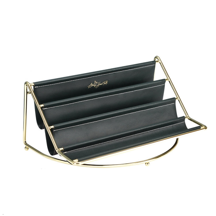 Desktop Racks Multi-Layer Wrought Iron Leather Storage Tray Keys Sundries Tablet Computers Watches Organize Creative Ornaments, Colour: Dark Green Large