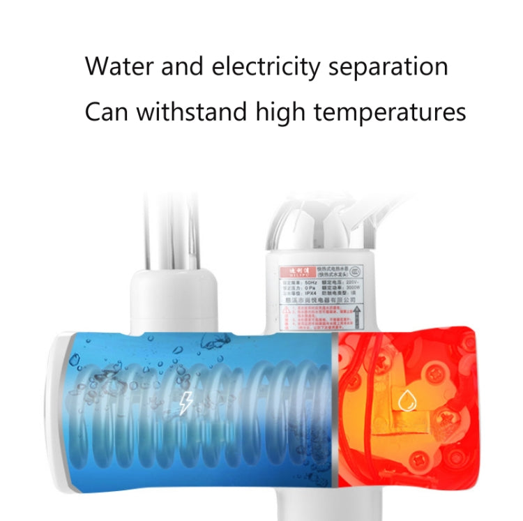 Kitchen Instant Electric Hot Water Faucet Hot & Cold Water Heater CN Plug Specification: With Shower Lower Water Inlet