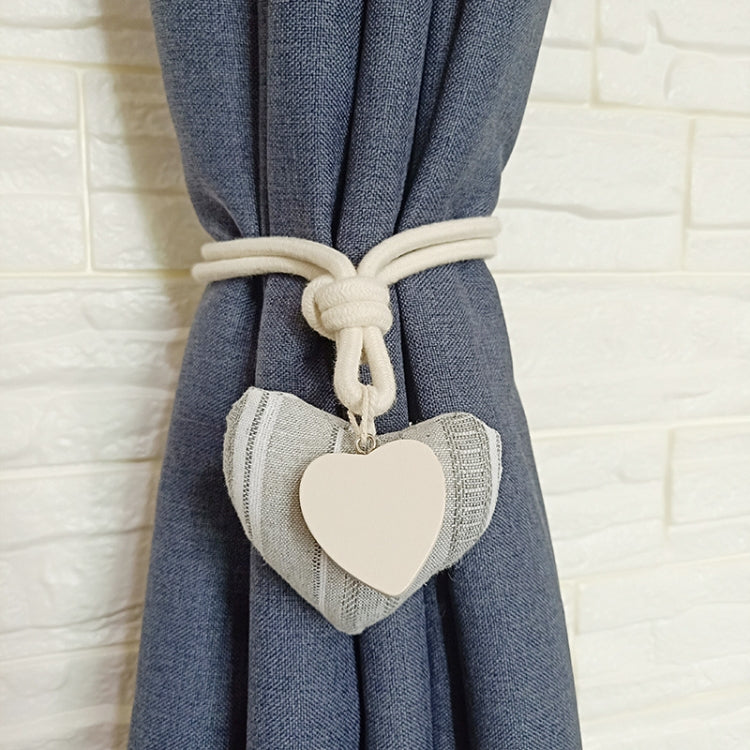 A005 Cotton And Linen Curtain Magnet Bandage Free Perforated Tassel Curtain Buckle(Grey Stripes)