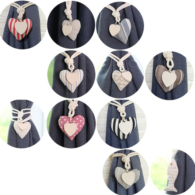 A005 Cotton And Linen Curtain Magnet Bandage Free Perforated Tassel Curtain Buckle(Red Stripes)