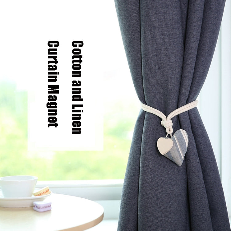 A005 Cotton And Linen Curtain Magnet Bandage Free Perforated Tassel Curtain Buckle(Blue Fine Lines)