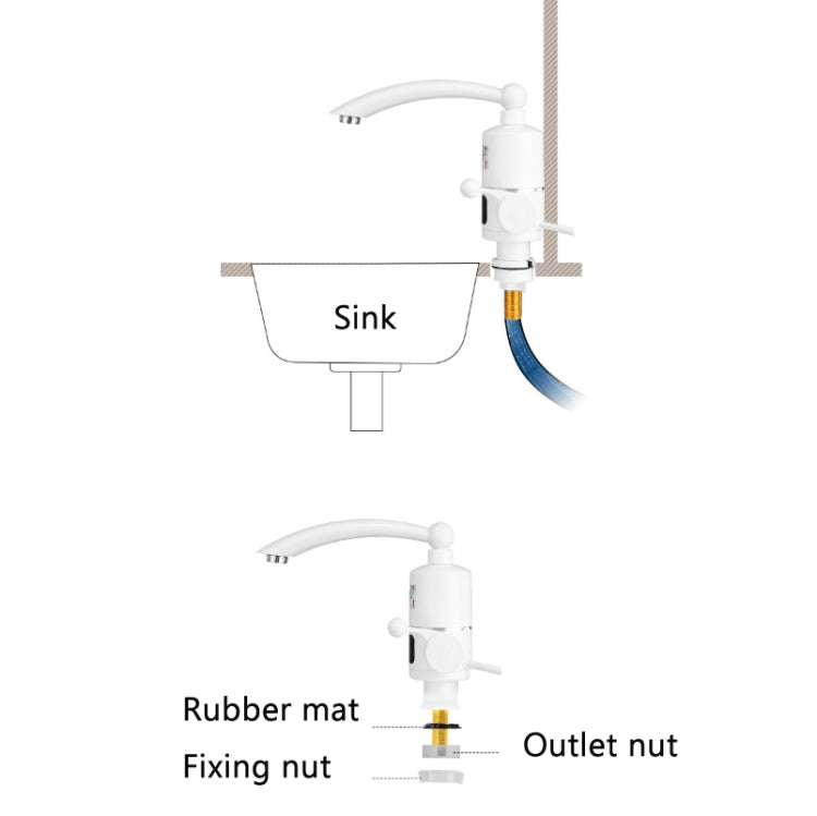 Digital Display Electric Heating Faucet Instant Hot Water Heater CN Plug Lamp Display Elbow