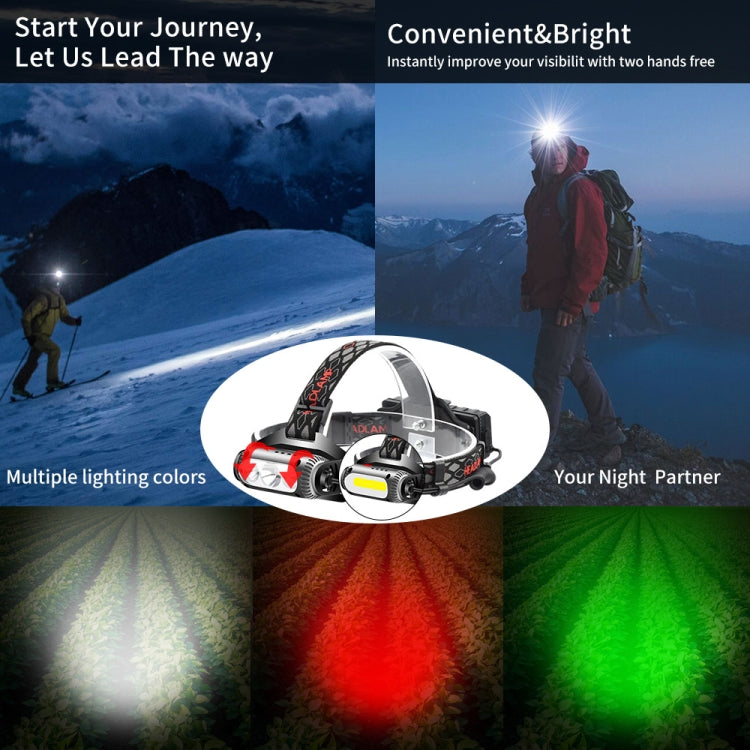 TG-TD113 T6+COB Head-Mounted USB Charging Rotating Multi-Function Headlight White Red And Green Three Light Sources Headlight (With Charging Set)