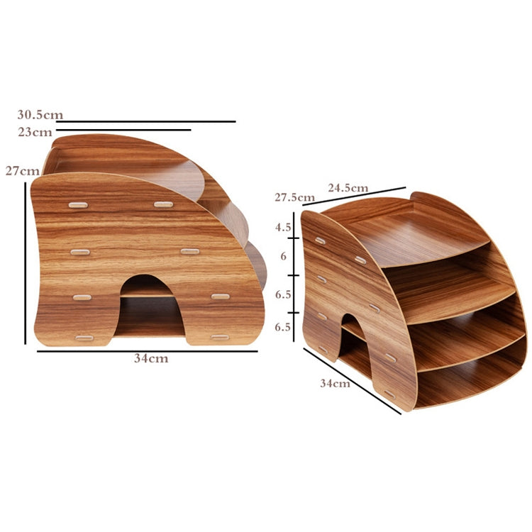 Office Supplies Curved Desktop A4 Storage Box Wooden File Rack Data Rack Shelf(Sakuragi)