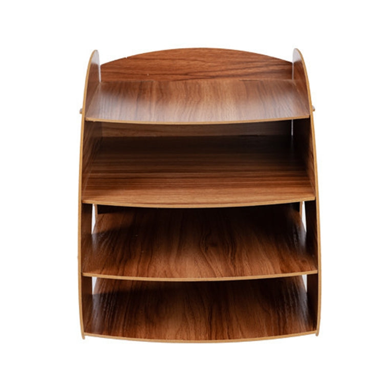 Office Supplies Curved Desktop A4 Storage Box Wooden File Rack Data Rack Shelf(Sakuragi)