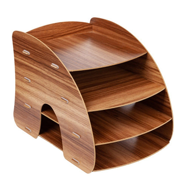 Office Supplies Curved Desktop A4 Storage Box Wooden File Rack Data Rack Shelf(Sakuragi)