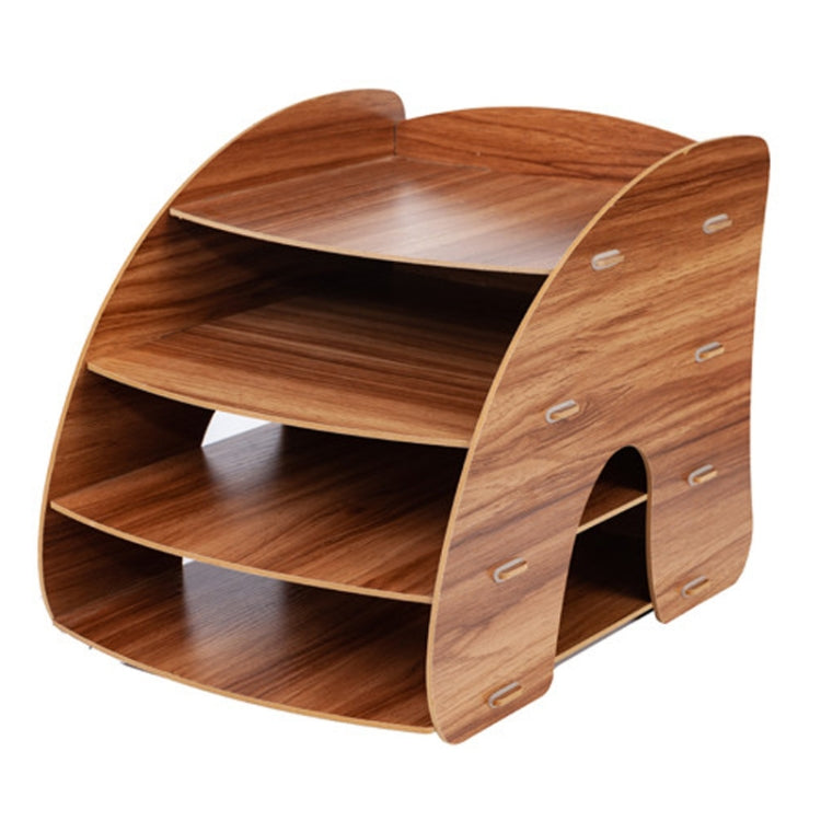 Office Supplies Curved Desktop A4 Storage Box Wooden File Rack Data Rack Shelf(Sakuragi)
