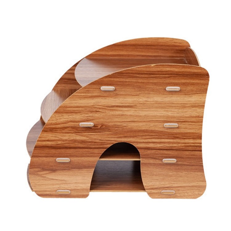 Office Supplies Curved Desktop A4 Storage Box Wooden File Rack Data Rack Shelf(Sakuragi)