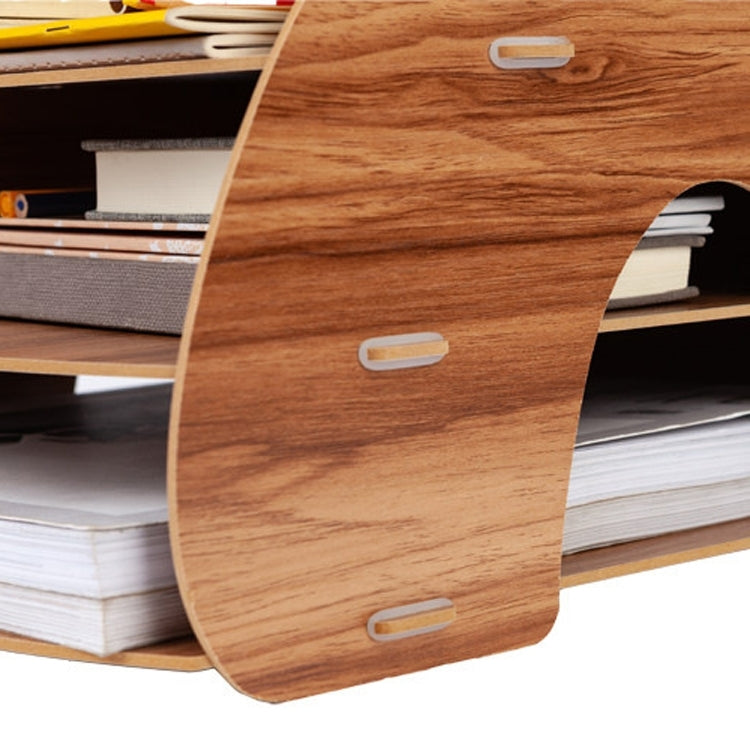 Office Supplies Curved Desktop A4 Storage Box Wooden File Rack Data Rack Shelf(Sakuragi)