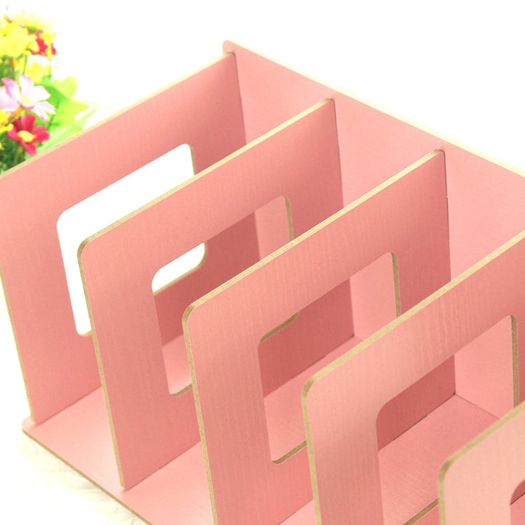 Cd01 Home Multifunctional Storage DIY Creative CD Rack Wooden DVD Rack Student Bookshelf(Light Pink)