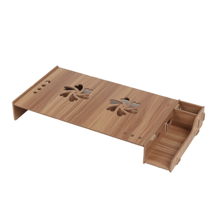 Laptop Computer Increased Rack Office Desktop Storage Box Storage Rack Bracket(Cherry Wood)