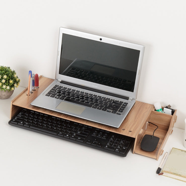 Laptop Computer Increased Rack Office Desktop Storage Box Storage Rack Bracket(Cherry Wood)