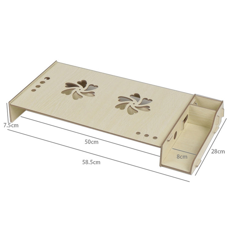 Laptop Computer Increased Rack Office Desktop Storage Box Storage Rack Bracket(Cherry Wood)