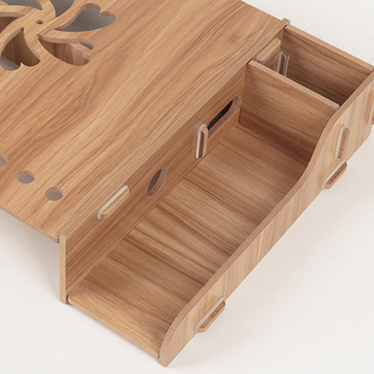 Laptop Computer Increased Rack Office Desktop Storage Box Storage Rack Bracket(Oak)