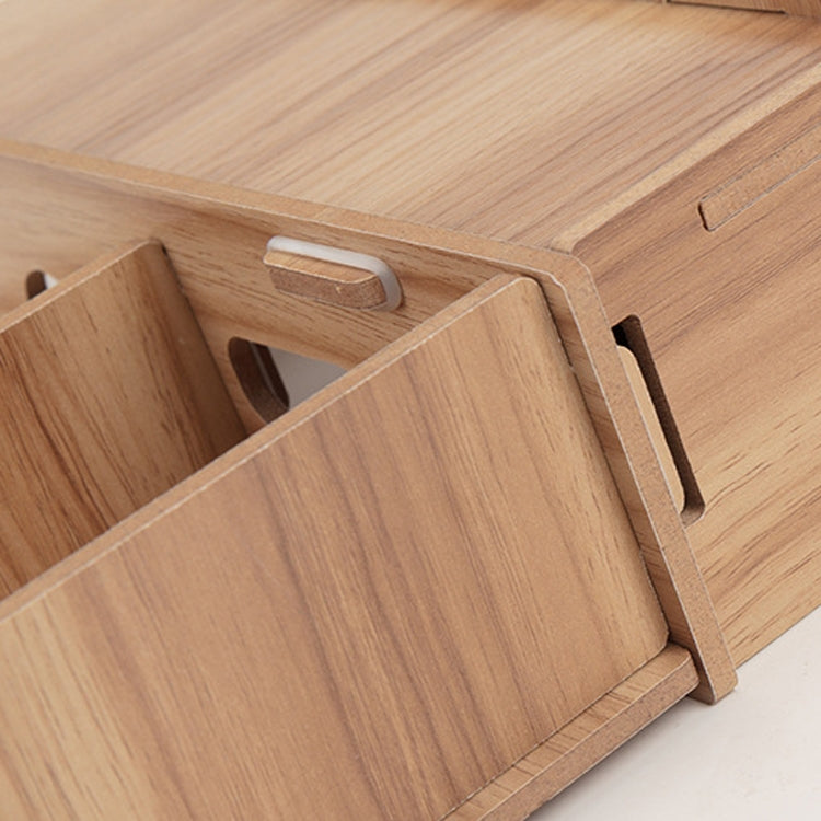 Laptop Computer Increased Rack Office Desktop Storage Box Storage Rack Bracket(Cherry Wood)