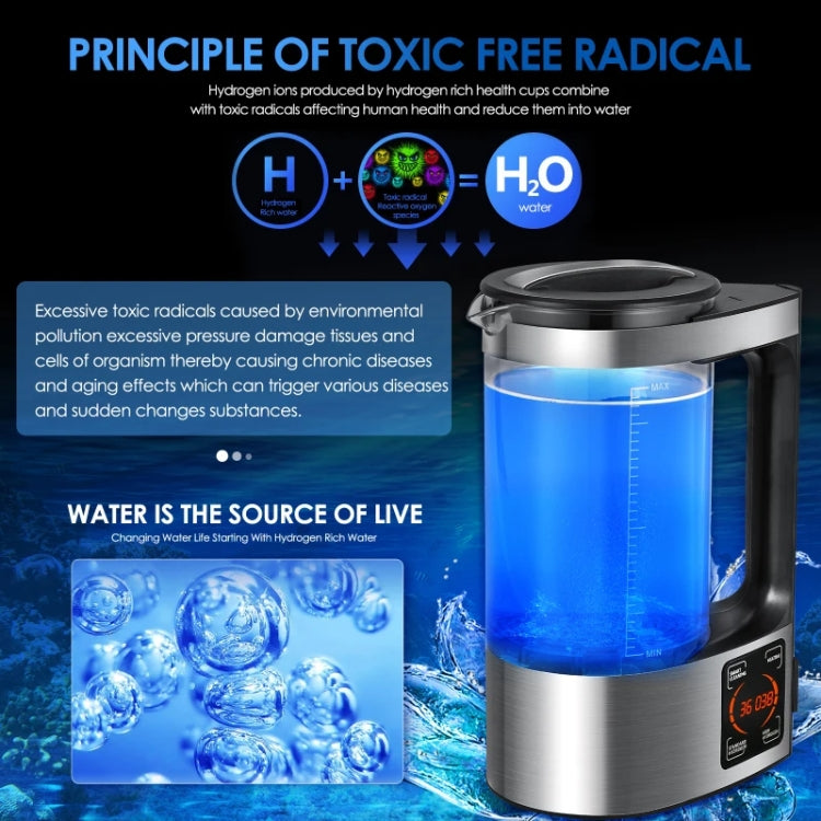 2L Heating Constant Temperature Hydrogen-Rich Water Machine Micro-electrolysis Water Kettle, EU Plug