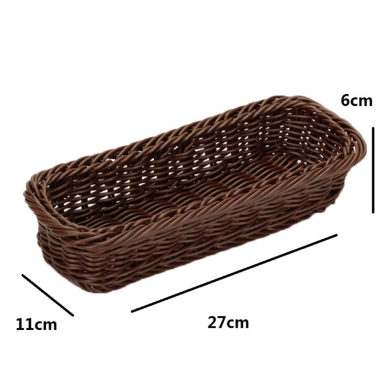 Rattan Woven Basket Cutlery & Fork Storage Basket(Dark Brown)